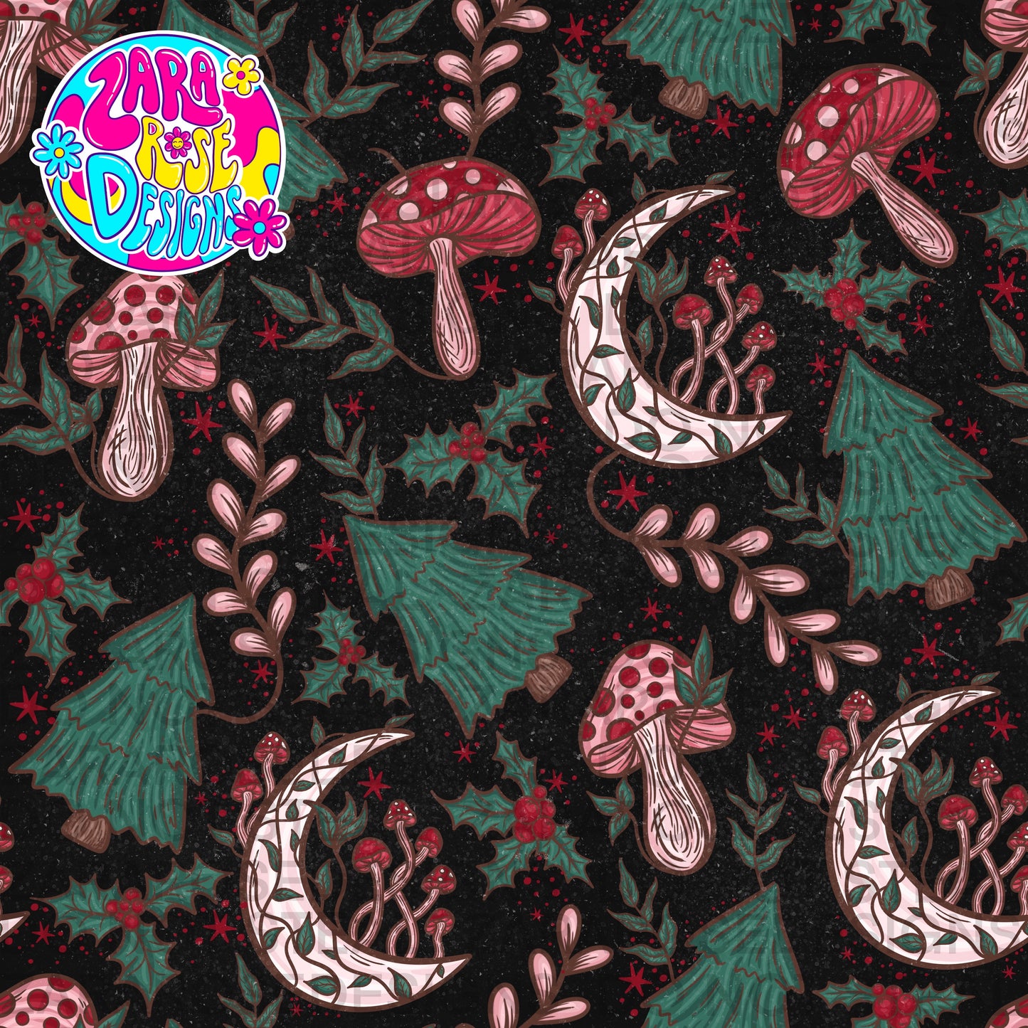 Christmas Trees and mushrooms