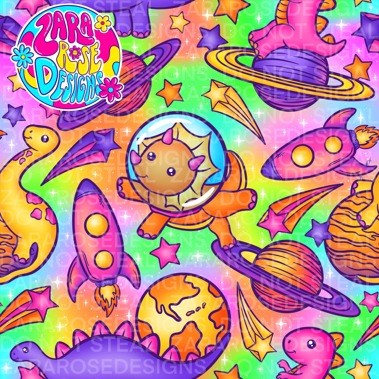 Pink Space Dinos