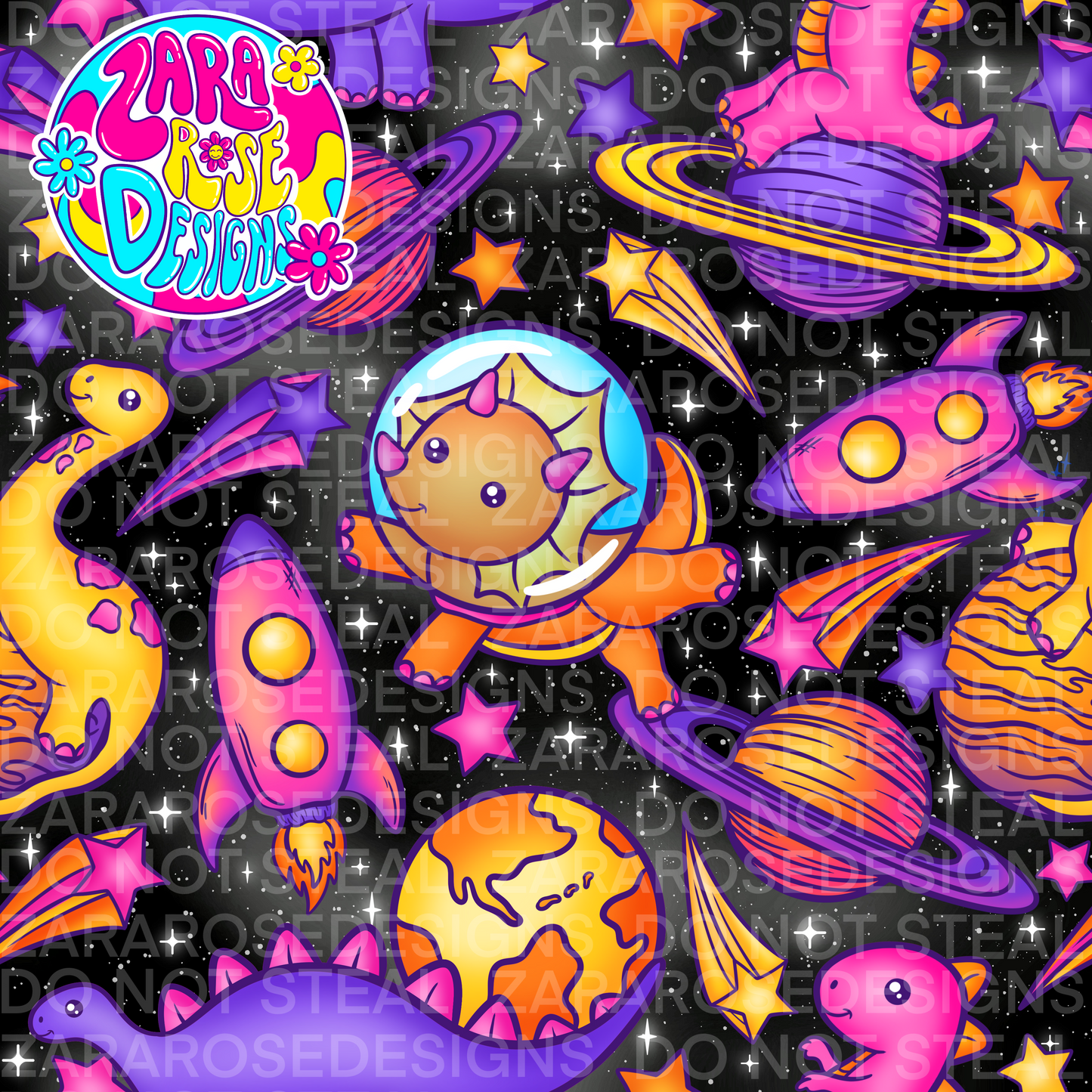 Pink Space Dinos