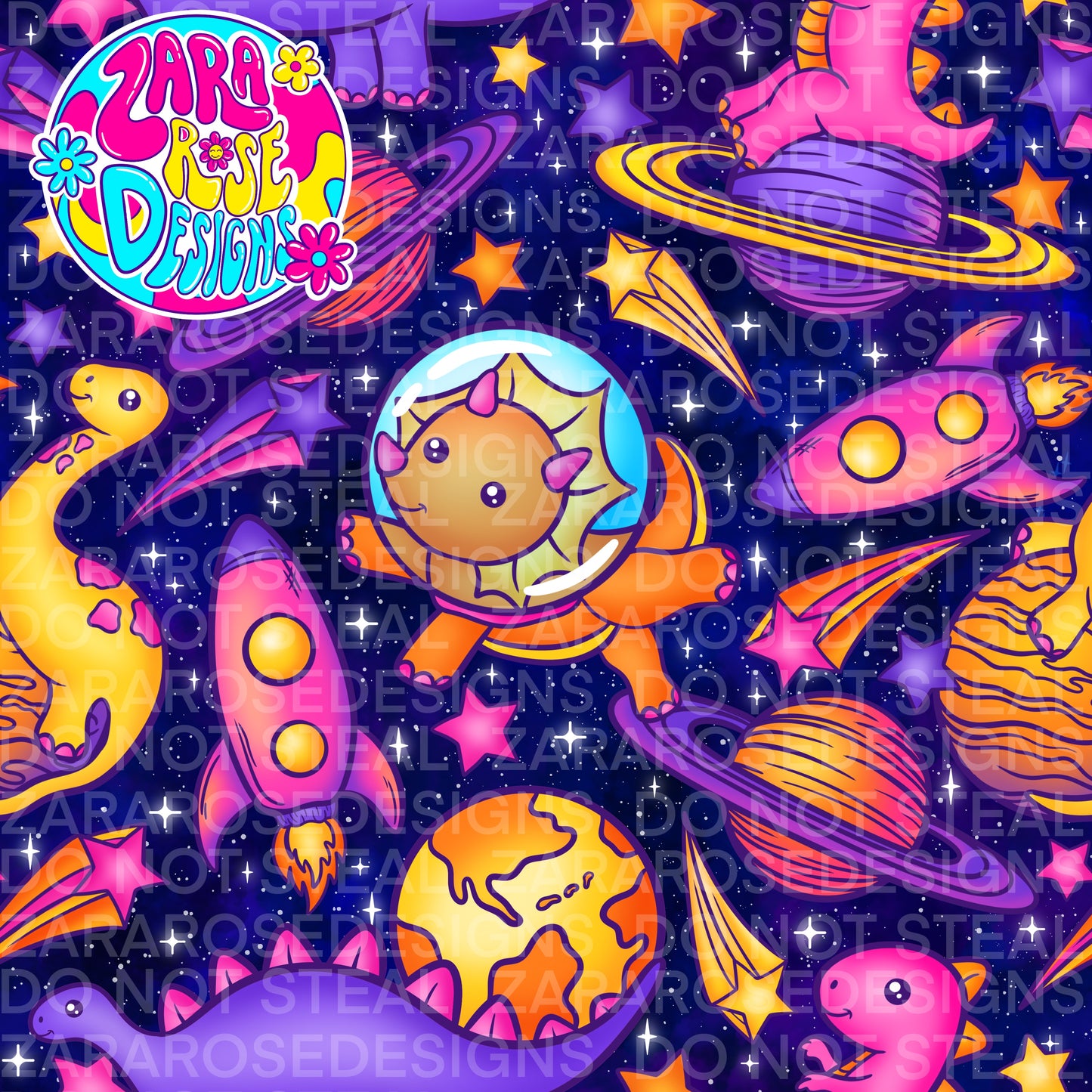 Pink Space Dinos