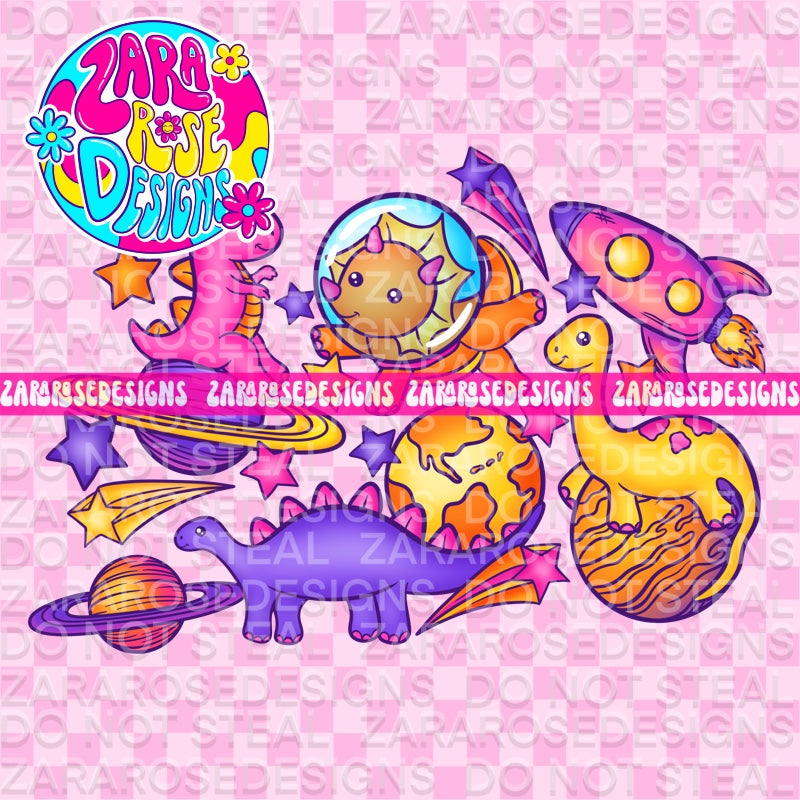 Pink Space Dinos