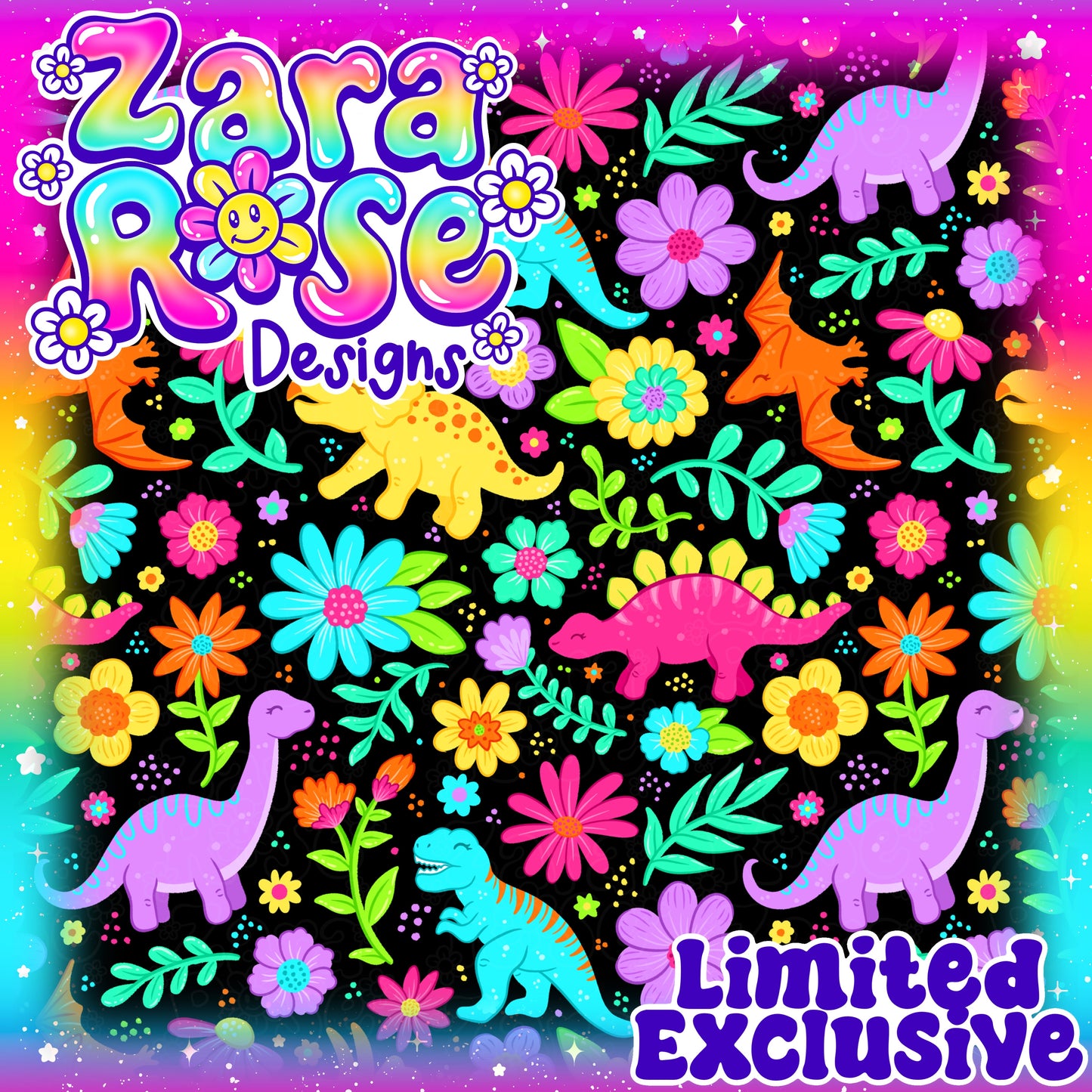 Neon Floral Dino’s