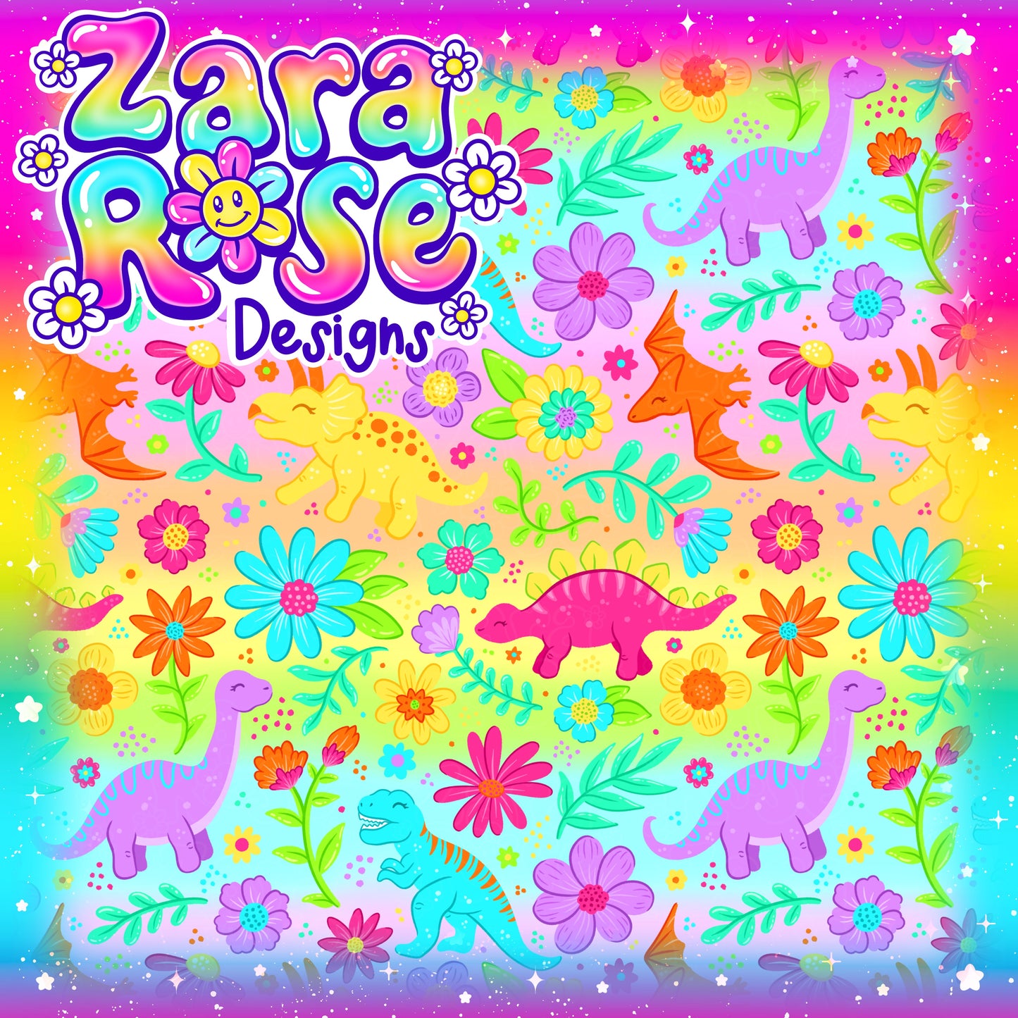 Neon Floral Dino’s